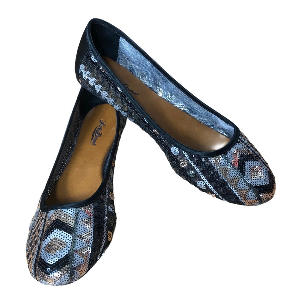 Lucky Brand Boho Sparkle Sequin Flats Size 11.5